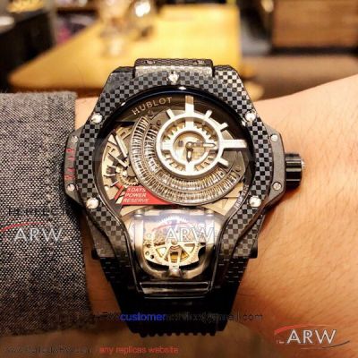 Perfect Replica Hublot MP-09 Tourbillon Bi-Axis 3D Carbon All Black 49mm Watch 909.NX.1120.RX